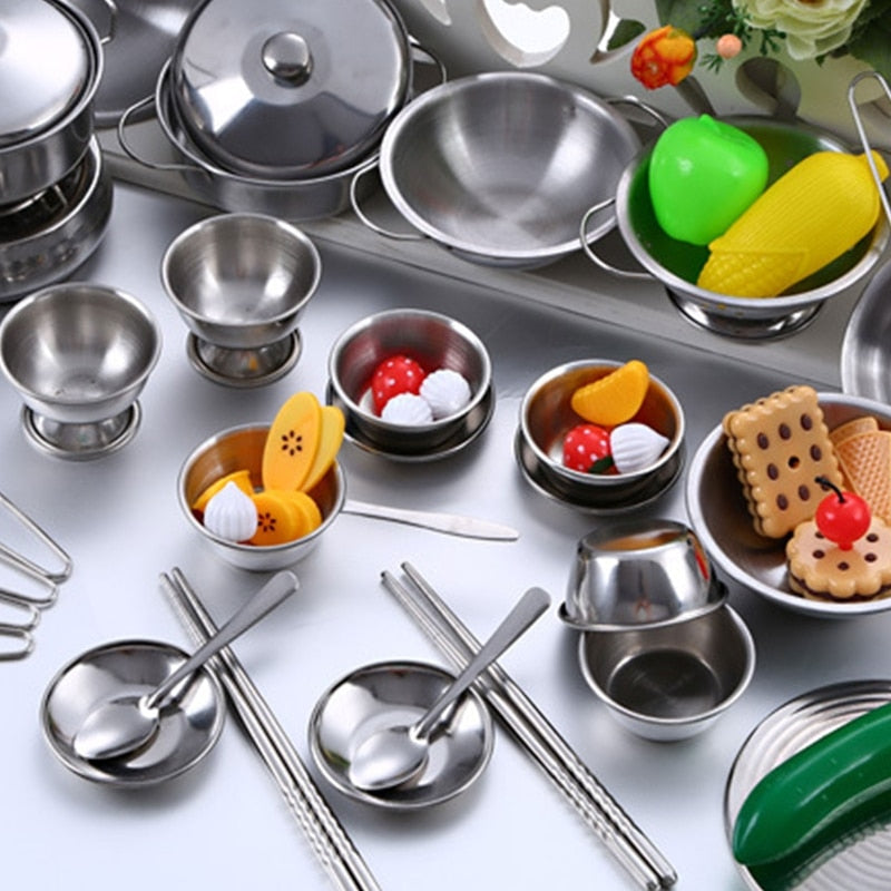 Conjunto de Utensílios de Cozinha Infantil em Aço Inox - Neonex Store