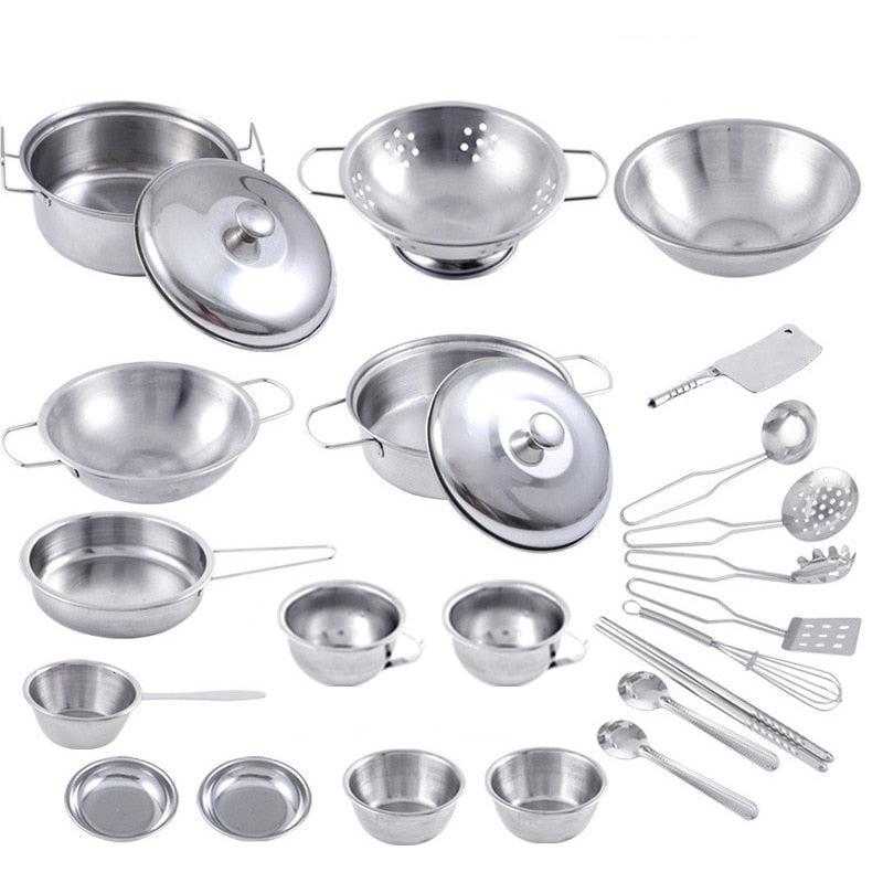 Conjunto de Utensílios de Cozinha Infantil em Aço Inox - Neonex Store