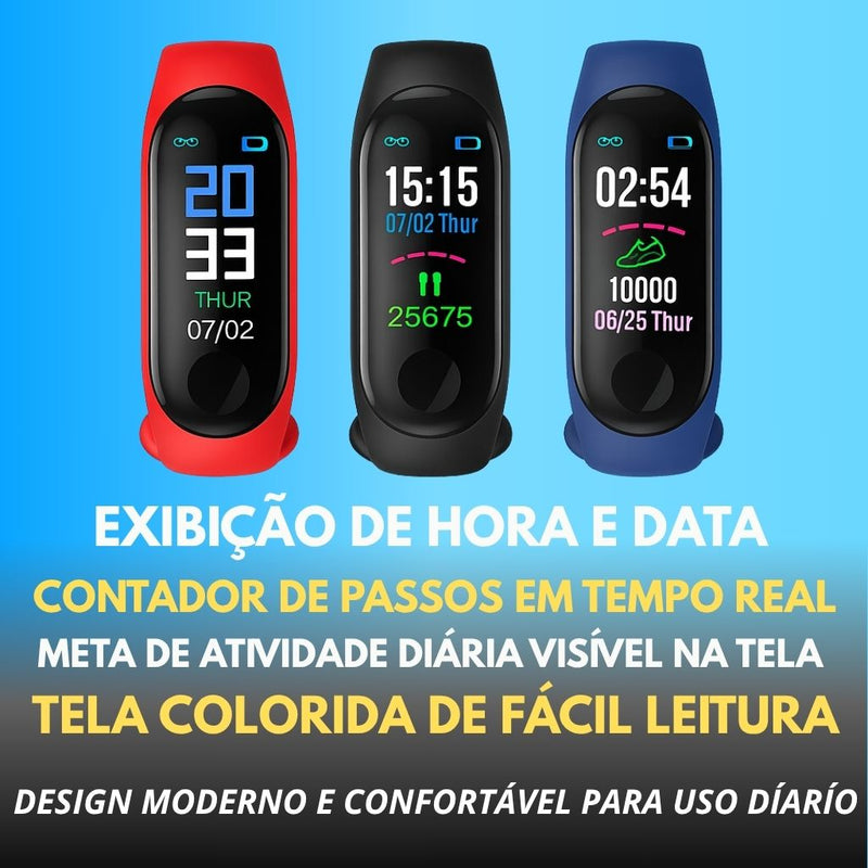 Smartwatch M3 – Controle sua saúde e desempenho em tempo real!