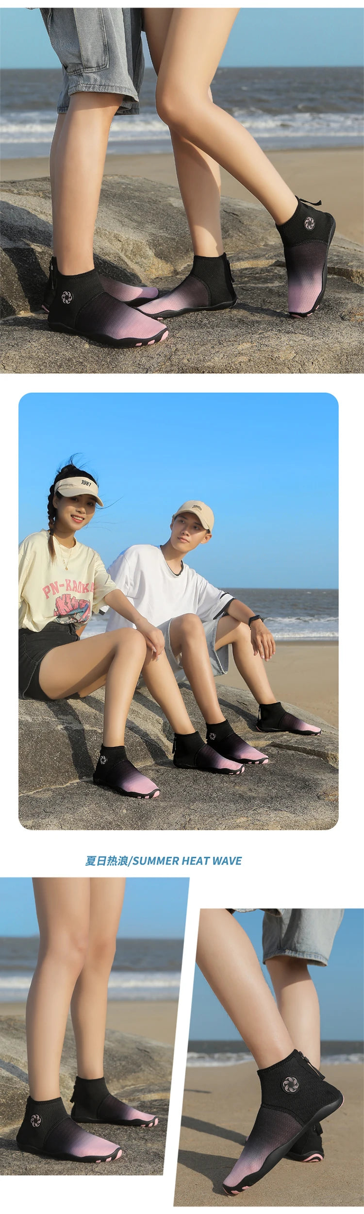 Meias de Mergulho Cano Alto Sapatos de Água Descalço Sandália de Natação Masculina Sapato de Praia Aqua Feminino Tênis com Drenagem para Caminhada Fitness Pesca e Yoga - Neonex Store