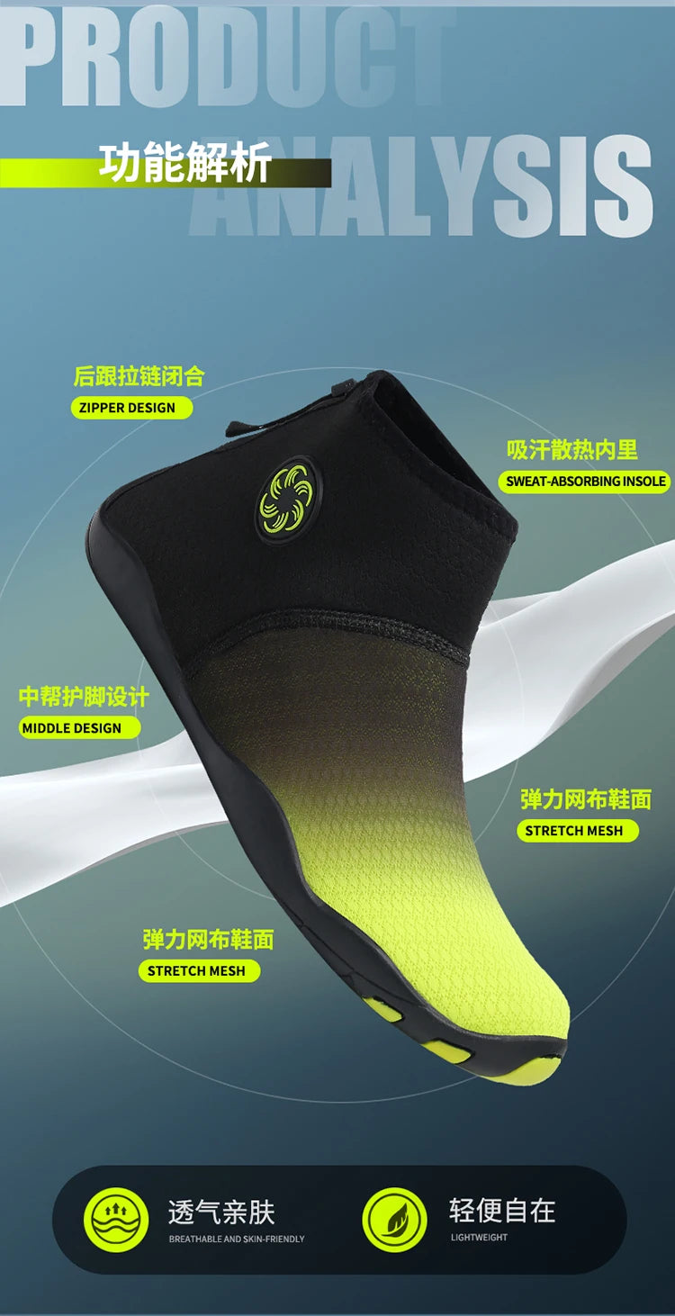 Meias de Mergulho Cano Alto Sapatos de Água Descalço Sandália de Natação Masculina Sapato de Praia Aqua Feminino Tênis com Drenagem para Caminhada Fitness Pesca e Yoga - Neonex Store