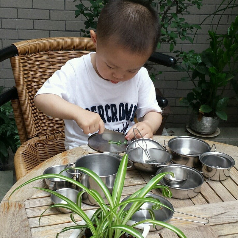 Conjunto de Utensílios de Cozinha Infantil em Aço Inox - Neonex Store