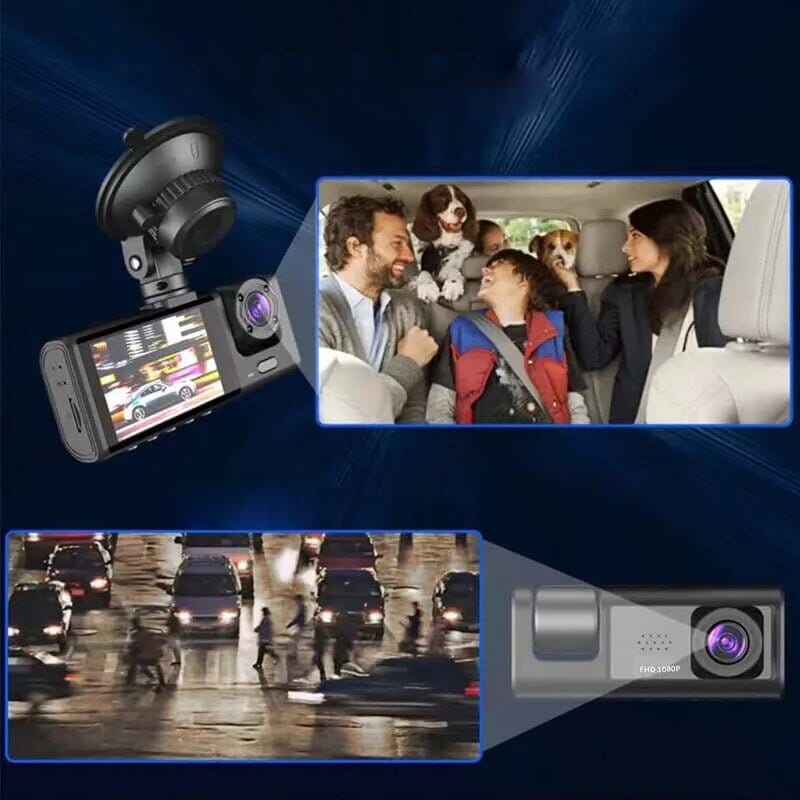 Câmera Veicular Universal com 3 Lentes - DashCam - Neonex Store
